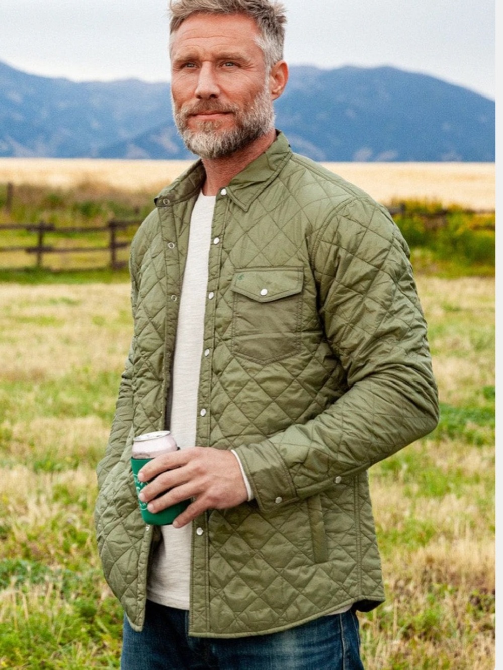 Criquet Olive Quilted Shirt Jacket
